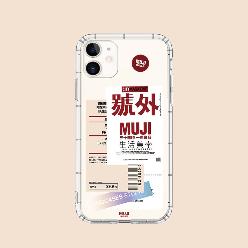 เคสโทรศัพท์มือถือแบบนิ่ม Tpu ใส ลายฉลาก MUJI สไตล์เรียบง่าย แฟชั่น สําหรับ IPhone 14 15 Pro Max 11 12 13 Pro Max Xr 6s 7 8 Plus X Xs Max 12 13 mini