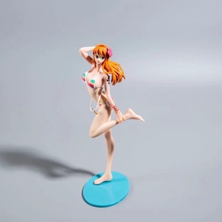 ตุ๊กตาฟิกเกอร์อนิเมะ One Piece Dynasty Emperor Long Hair Nami ชุดว่ายน้ํา สีขาว สีฟ้า