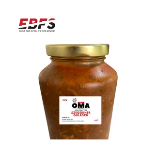 EBFS OMAs Szegediener Goulash 680 ml. Preserved in a jar,  stored dark and cool. /  Szegediner Gulasch 680 ml, eingemac