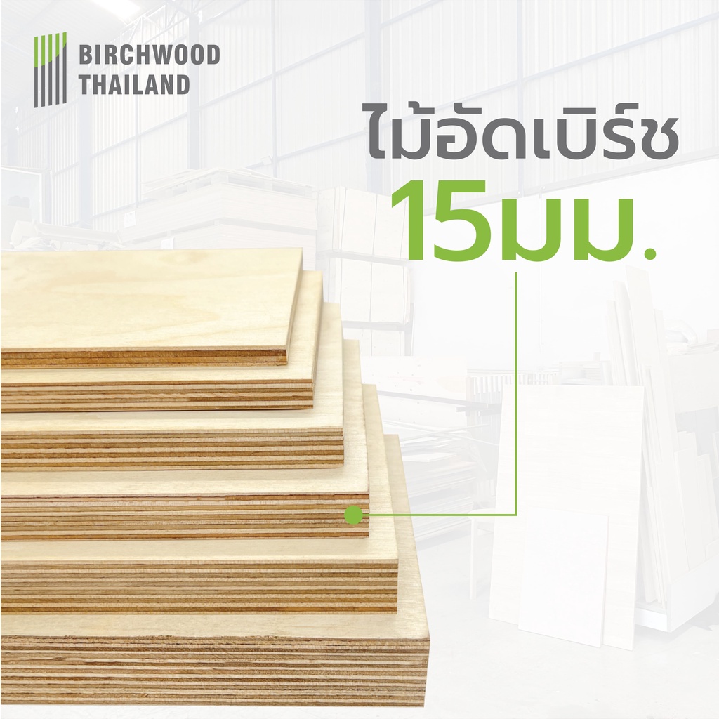 ไม้อัดเบิร์ช เกรดพรีเมี่ยม สวยสองหน้า หนา 15มม. Baltic Birch Plywood Birchwood Thailand