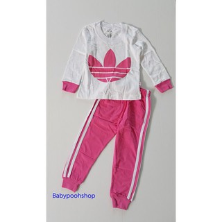 ชุดเซ็ท เสื้อแขนยาวสีขาว กางเกงขายาวสีชมพู Size : 1-2y