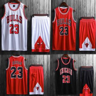 ชุดบาสเกตบอลNba Jordan Bulls No . 23 เสื้อกีฬาบาสเก็ตบอล + กางเกงขาสั้น