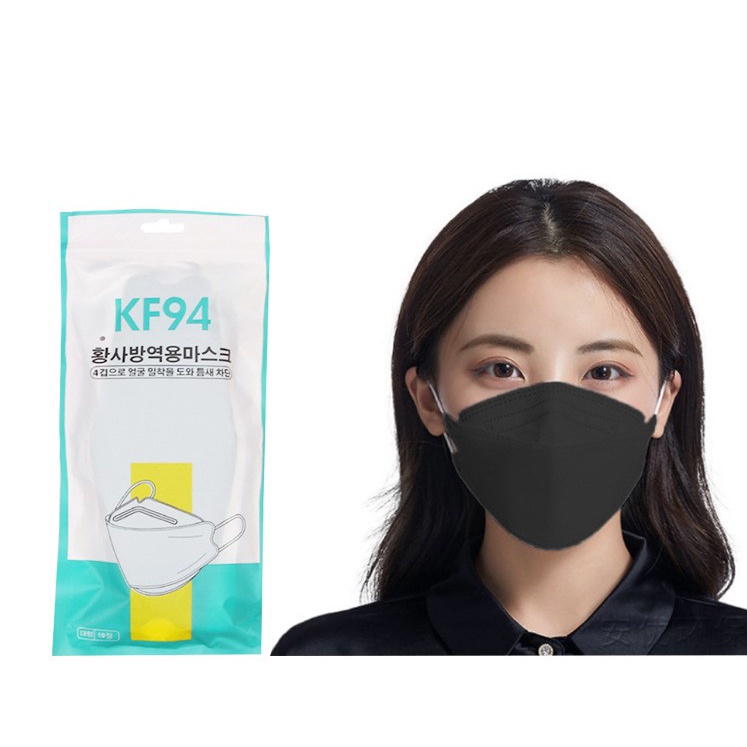 KF94 3D Maskหน้ากากอนามัย เเพ๊คละ 10ชิ้น  หน้ากากอนามัยทรงเกาหลี สีขาว/ดำ