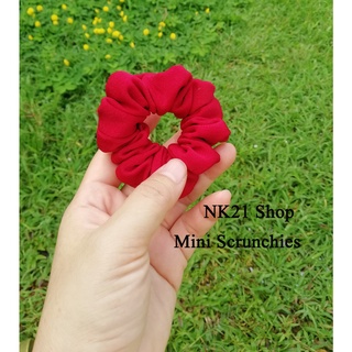 NK21 โดนัทรัดผม ไซส์มินิ หนังยางรัดผม สีเเดงเข้ม Mini Scrunchies,Scrunchies,Scrunchy,Hair accessories,Elastic hair tie