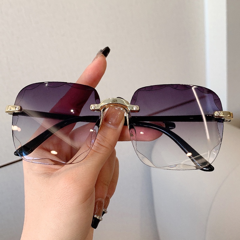 New Oversized Rimless Gradient Multicolor Sunglasses Top Brand Designer ...