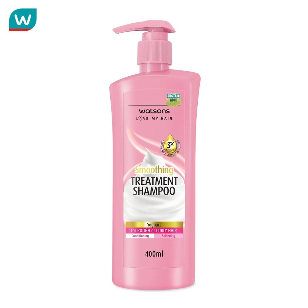 Watsons วัตสัน ทรีทเมนท์ แชมพู โยเกิร์ต ฟอร์ รัฟ ออร์ เคิร์ลลี่ แฮร์ 400มล.