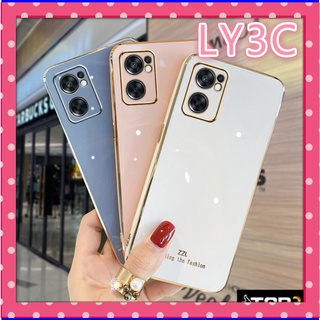 Ly3c เคสโทรศัพท์ ซิลิโคนนิ่ม ชุบไฟฟ้า ขอบตรง สําหรับ OPPO Reno 7 Reno7Z Reno 7 pro Reno 6 Reno6Z Reno5 Reno5F A94