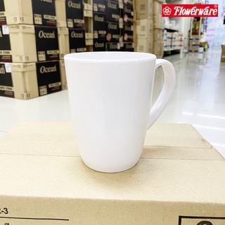 [1ใบ] แก้วมัคกาแฟ เมลามีน สีครีมขาว Flowerware C2352-3