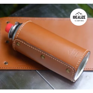 IDEALIZE CAMPING เคสหนังหุ้มแก๊สกระป๋องยาว แบบกระดุม เคสหุ้มแก๊สกระดุม หนังแท้ แคมปิ้ง เต็นท์ Camping