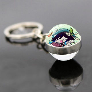 เกม Genshin Impact พวงกุญแจ Charms Double Sided Glass Ball จี้เครื่องประดับคอสเพลย์อะนิเมะ Key Chains ผู้ถือแหวนกุญแจผู้หญิง เกนชินอิมแพค