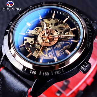 Forsining 2017 Racing Fashion Design Leather Transparent Case Men Watch Top Brand Luxury Mechanical Automatic mens Wris