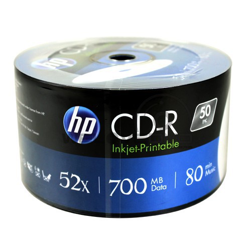 แผ่นซีดี ยี่ห้อ HP CD-R HP PRINTABLE 700MB P.50 (หน้าสีขาว แบบปริ้นลงบน ...