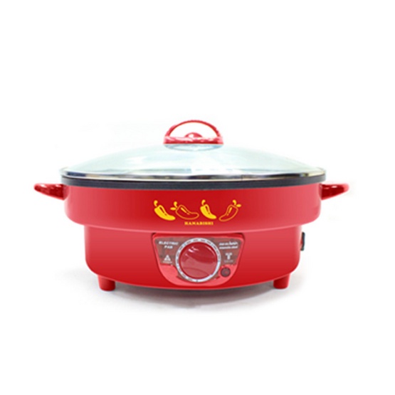 HANABISHI กระทะไฟฟ้า อเนกประสงค์ เคลือบ XYLON COAT รุ่น HGP-39  สีแดง ฮานาบิชิ กะทะไฟฟ้า ฝาแก้ว - รูปที่ 5