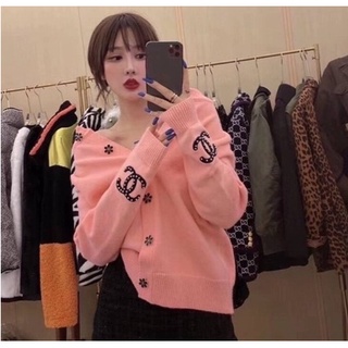 CHANEL เสื้อคลุม คาดิแกน ชาแนล ไหมพรม แขนยาว ปลายแขนงานปัก 3D กระดุมปั้มทุกจุด