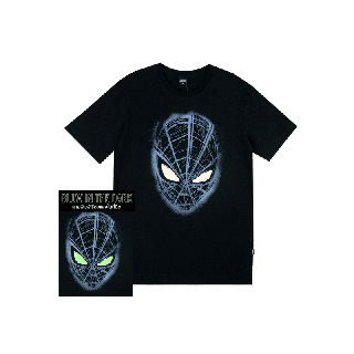 Marvel Men Spider-Man Ghost Glow In The Dark T-Shirt - เสื้อยืดผู้ชายลายสไปเดอร์แมน เทคนิคเรืองแสงในที่มืด สินค้าลิขสิทธ์แท้100% characters studio