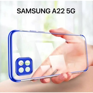 [ส่งจากไทย] Case Samsung galaxy A22 5G เคสซัมซุง เอ22 เคสซีลีโคน เคสนิ่ม TPU CASE ขอบสีหลังใส เคสกันกระแทก สวยและบาง เคส