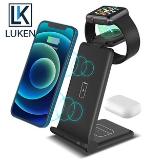 Luken ที่ชาร์จไร้สาย 15W Qi ชาร์จเร็ว สําหรับ App Watch 7 6 5 iP 13 12 11 XS XR X 8 Airp Pro Stand