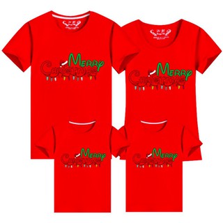 Rockystudio เสื้อยืดคู่รัก พิมพ์ลาย Merry Christmas 10 สี ไซซ์ S-4XL สําหรับครอบครัว