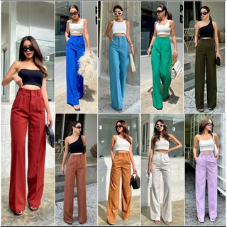 Simonne high waist pantsกางเกงขากระบอกรุ่นใหม่ปังมาก ทรงสวยต้องเก็บแล้ว เบสิคใส่แมทช์อะไรก็ดีย์