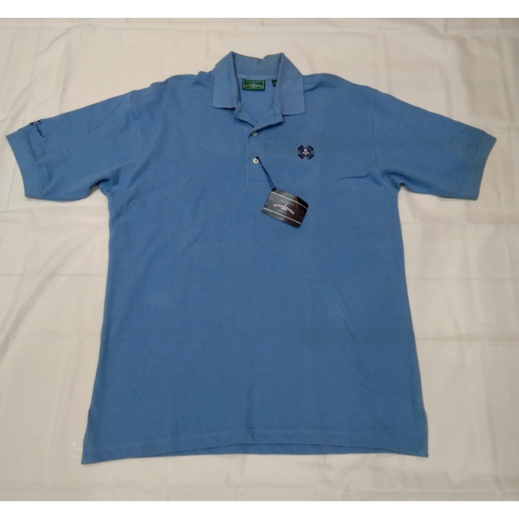 NEW OUTER BANKS BRAND MENS COLLAR/POLO T-SHIRT, BLUE COTTON MATERIAL