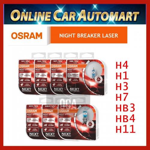 Osram เบรกเกอร์เลเซอร์กลางคืน และหลอดไฟ 150% H1 H3 H4 H7 H11 HB3 HB4