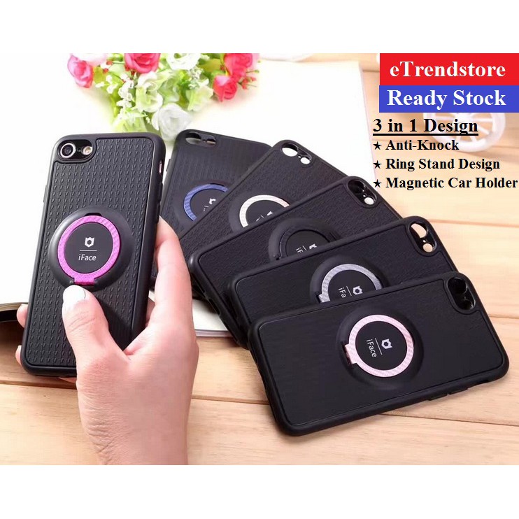 Vivo Y21 Y22 Y25 iFace Magnetic Car Ring Holder Stand Case Cover Antidrop