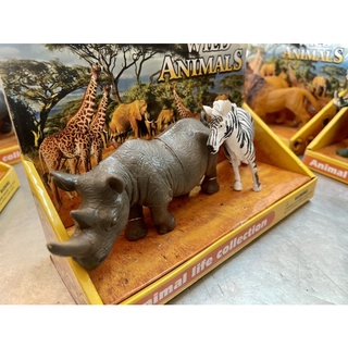 โมเดลแรด โมเดลม้าลาย เซ็ต2ตัว🦏🦓สัตว์โมเดล สัตว์จำลอง สัตว์ของเล่น ของเล่นเด็ก ของเล่นสำหรับเด็ก