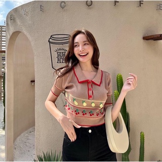 Fruity kate knit crop top🍒(250฿)