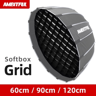 Ambitful ซอฟท์บ็อกซ์ ลายรังผึ้ง 60 ซม. 90 ซม. 120 ซม. สําหรับ Godox AMBITFUL Aputure Nanlite Neewer Deep Parabolic Softbox Grid