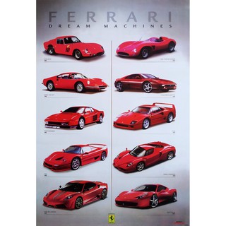 โปสเตอร์ รถยนต์ รถเฟอร์รารี่ Ferrari Dream Machines POSTER 24”X35” Inch  Italian Luxury Sports Car Automobile