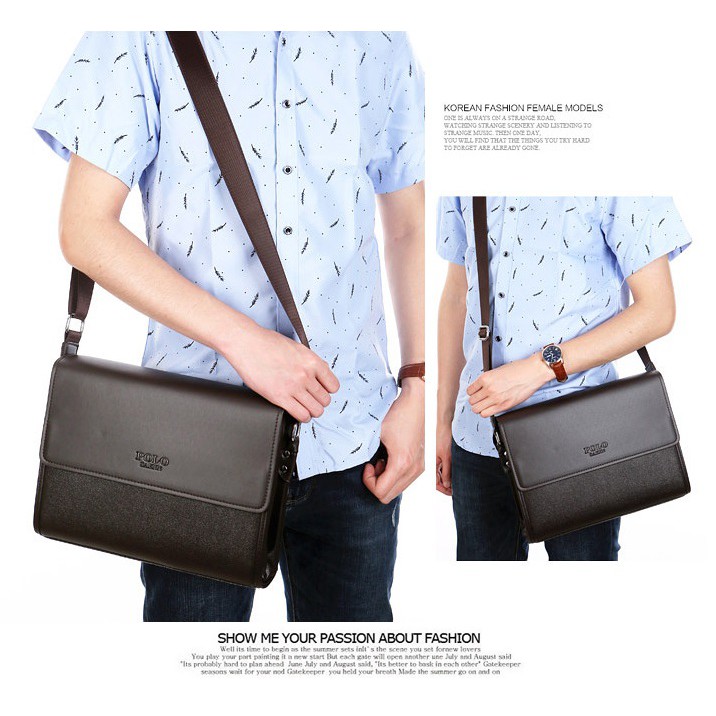 กระเป๋าสะพายข้าง กระเป๋าผู้ชาย กระเป๋าทำงานผู้ชาย POLO SAEN ของแท้ 100% (ไซต์ใหญ่) ใส่หนังสือ ใส่ Tablet ได้
