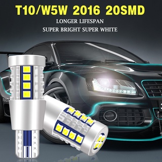 2x LED Canbus T10 W5W 2016 20SMD สัญญาณไฟเลี้ยวรถยนต์หางเบรคหลอดไฟอัตโนมัติไฟตัดหมอกด้านหลังไฟวิ่งกลางวันสีขาว 12V