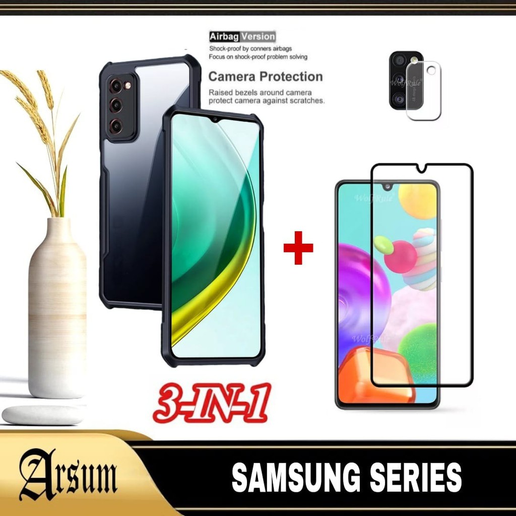 เคส 3-IN-1 SAMSUNG A03s, M03s เคสใส + กระจกนิรภัย + กล้อง