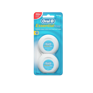 [แพ็คคู่สุดคุ้ม] Oral-B ออรัลบี ไหมขัดฟัน เอสเซนเชียลฟรอส 2x50 เมตร Essential Dental Floss 2x50M Value Pack