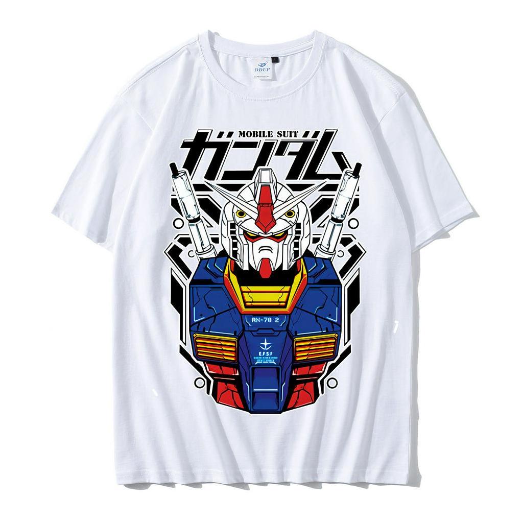 [มีสินค้า] [ค่ส่งฟร] ｛Cod｝เสื้อยืดคอตตอน พิมพ์ลายการ์ตูนน่ารัก Gundam Warrior Flying เสื้อยืดผ้าฝ้ายหลวมขนาดใหญ่กราฟฟิคทีเชิ้ตคู่รักเสื้อยืดผู้ชายเสื้อ