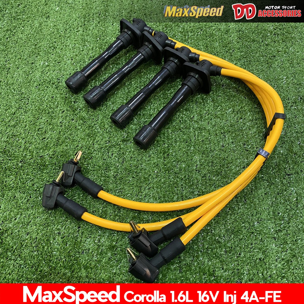 สายหัวเทียน สายหัวเทียนแต่ง สายหัวเทียนตรงรุ่น Toyota เครื่อง 4A-FE MAXSPEED สีเหลือง