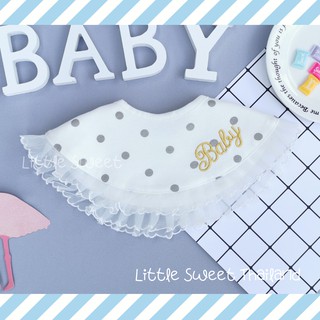 littlesweetthailand ผ้ากันเปื้อนสำหรับเด็ก ลายขาวลายจุด ปักคำว่า Baby