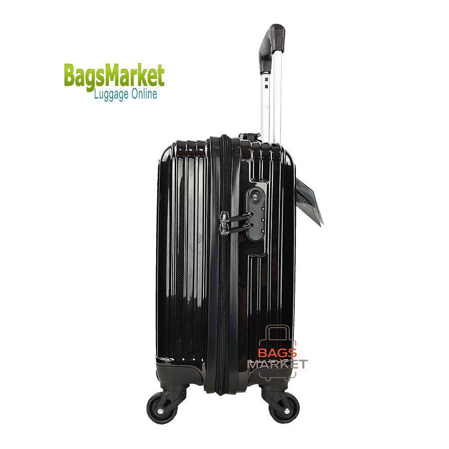 BagsMarket Luggage  กระเป๋าเดินทาง Swiss Saint 2009 ขนาด16 นิ้ว ล้อหมุนรอบ 360° Polycarbonate รุ่น PC1906 Black bwOV