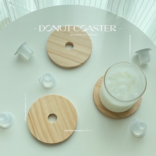 Wood dipped donut coaster ที่รองแก้ว ไม้ จานรองแก้ว พร้อมแท่นเก็บ สไตล์มินิมอล ที่รองแก้ว พร๊อพถ่ายรูป prop พร๊อพไม้