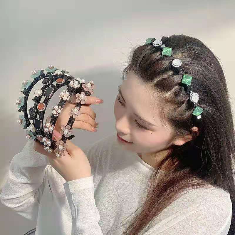 ✓fashion all-match fashion all-match fashion year new net red braided hair band female bangs finishing broken hair artif