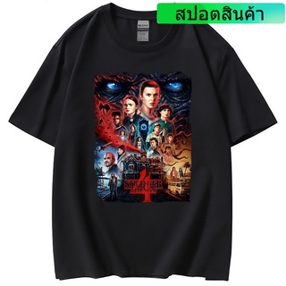 เสื้อยืดฤดูร้อน เสื้อยืดแขนสั้น พิมพ์ลายการ์ตูน Stranger Things สไตล์ญี่ปุ่น สําหรับผู้ชาย