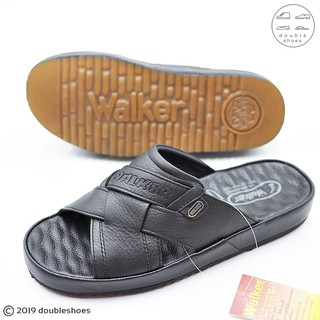 Walker รองเท้าแตะหนังแท้  พื้นนุ่ม ใส่ทน รุ่น M1341 สีดำ ไซส์ 40-45