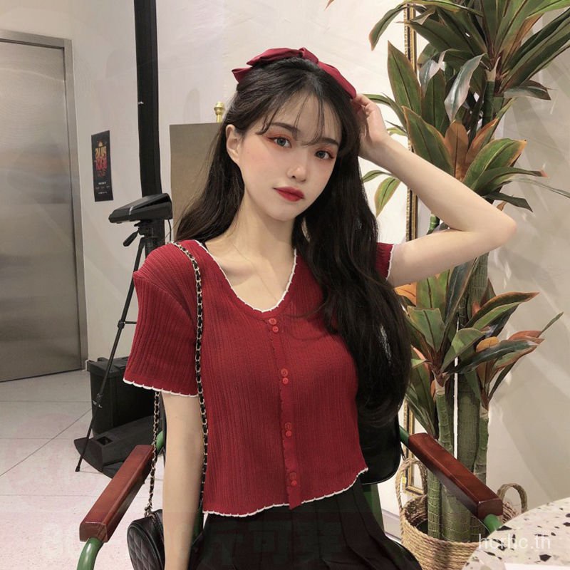 ผ้าไหมน้ำแข็งขนาดใหญ่Tเสื้อนักเรียนหญิงแขนสั้นเกาหลีหลวมinsเสื้อถักน้ำ ...