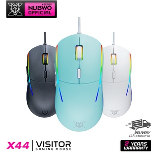 [ของแท้][สินค้าประกันศูนย์ 2 ปี] Nubwo เม้าส์เกมมิ่ง VISITOR X44 Gaming Mouse มีให้เลือก 3 สี White/Black/Mint Green ตกแต่งด้วยไฟ Spectrum Lightning ปรับ DPI สูงสุด 12800 DPI ปรับมาโครได้