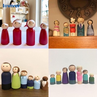 Loviver  50Pcs Smooth Blank Peg Doll DIY Figures Pieces Making Decor Dolls Bodies