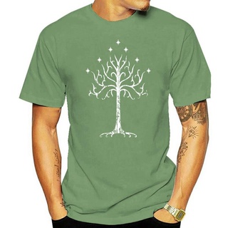 เสื้อยืดผ้าฝ้าย เสื้อยืด ผ้าฝ้าย 100% พิมพ์ลาย Tree Of Gondor Tolkien สีขาว พรีเมี่ยม 019790