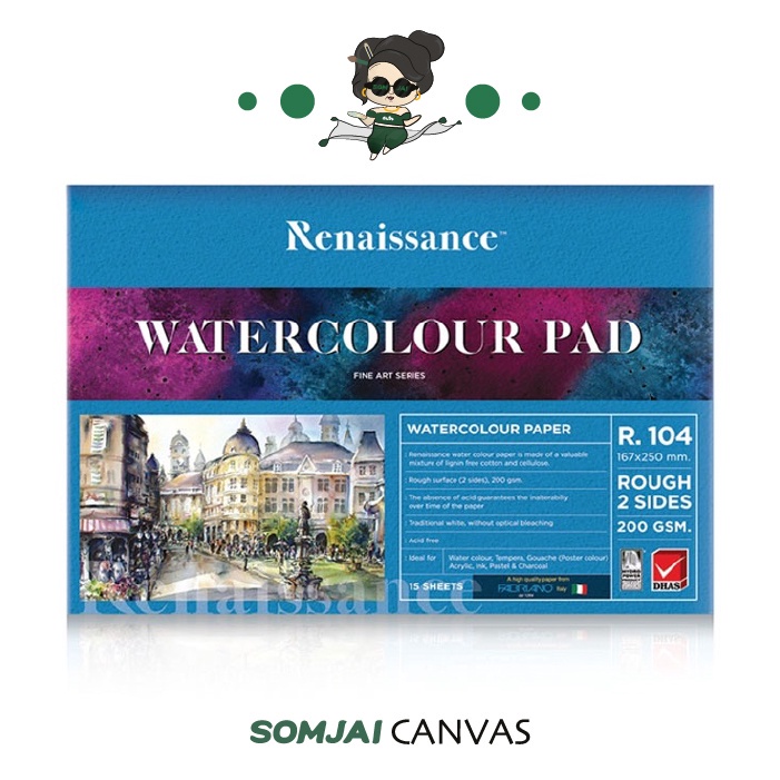 Renaissance - เรนาซองซ์ สมุดวาดเขียน ชนิดผิวหยาบ ขนาด 167 x 250 mm. หนา 200 g. รุ่น #R104