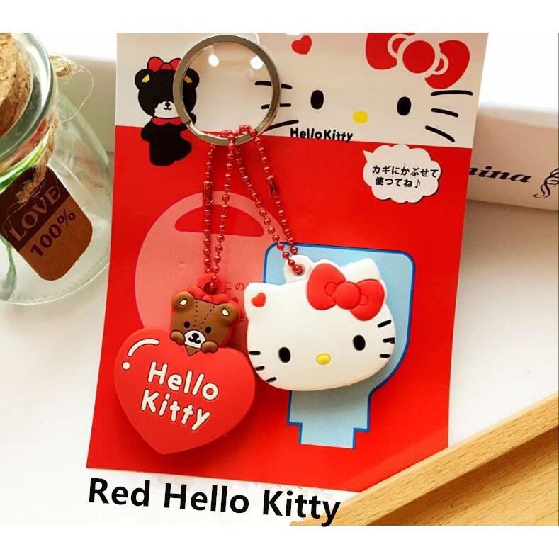 การ์ตูนน่ารัก Key Cover ที่ครอบกุญแจ พวงกุญแจ Hello Kitty มิกกี้เมาส์ Silicone Keychain Gift