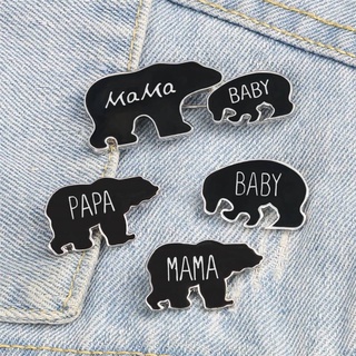 เข็มกลัด / หมุดโลหะ ครอบครัวหมีมี พ่อ แม่ ลูก Cute Bear Family Mama Papa Baby