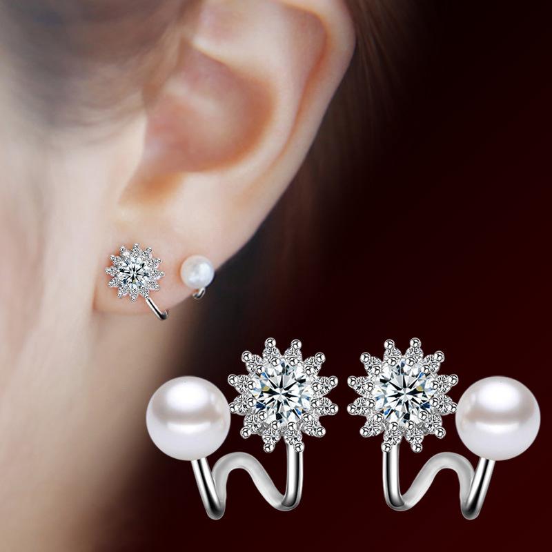 ตุ้มหูเงินต่างหูดอกไม้ดวงอาทิตย์หูห้อย Earrings WE57R